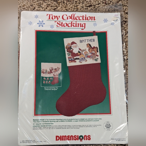 dimensions Other - VTG Dimensions Toy Collection Stocking Cross Stitch Kit Size 16 Inch Christmas‎